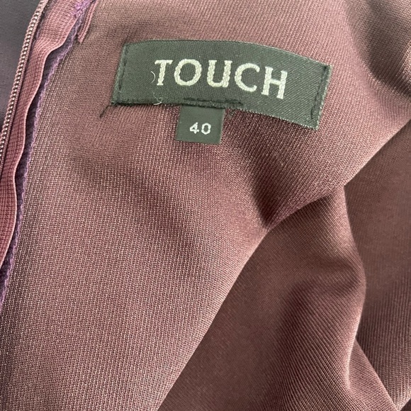 NWT Touch Women Dress Fit to Flare Size 40EU 12US Eggplant Black MIDI Poly Blend - Picture 10 of 11